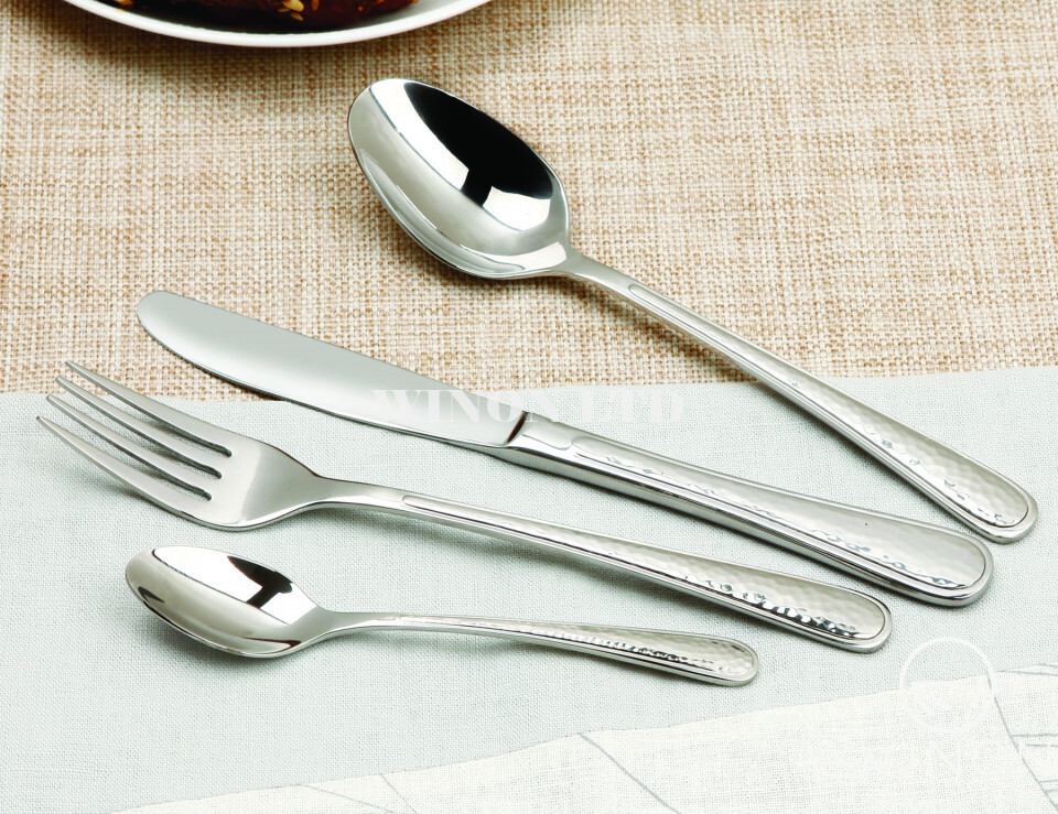 Stainless Steel Knife And Fork Set Of Four (Hammered)
