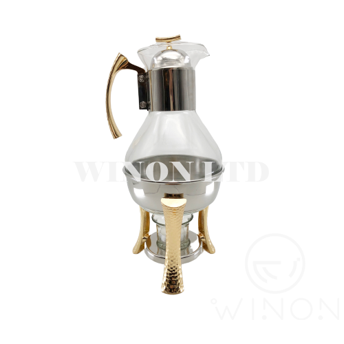Stainless steel glass tea pot with heater