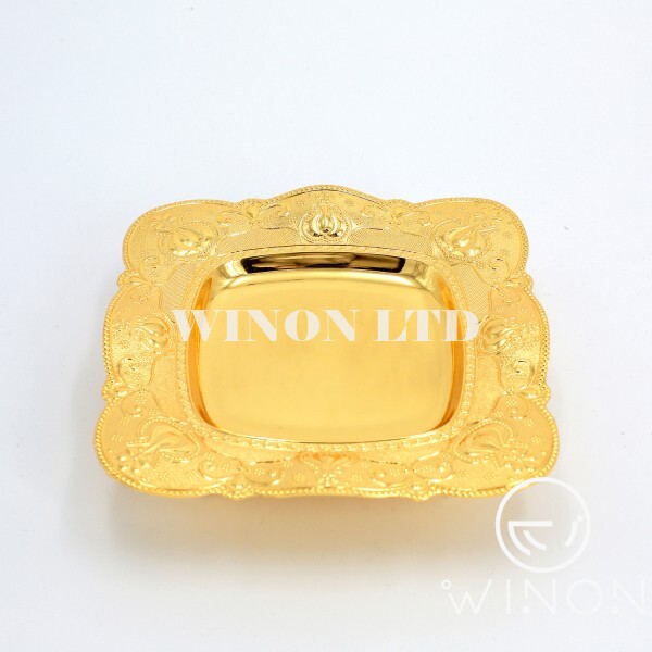 golden plated 8"square tray with leg