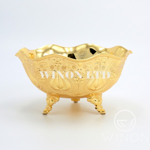 golden plated 10"round bowl with leg