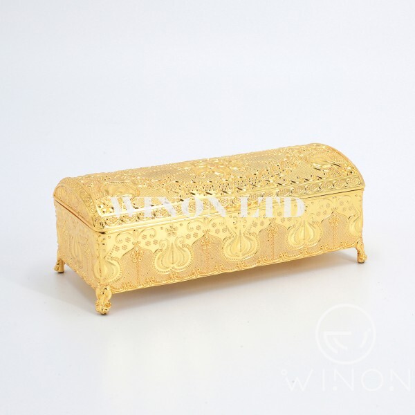 Golden plated 7.5"rectanglar jewel box
