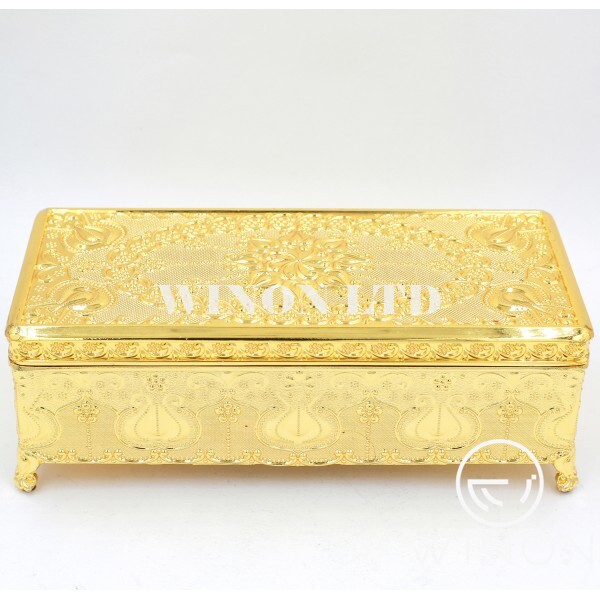 golden plated 9"rectanglar jewel box
