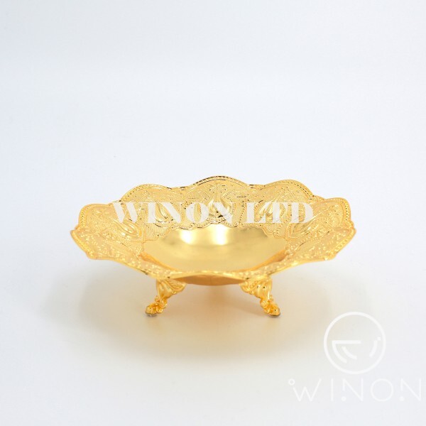 golden plated 9"round tray with leg