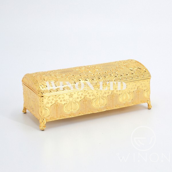 Golden plated 9"rectanglar jewel box(arch cover)