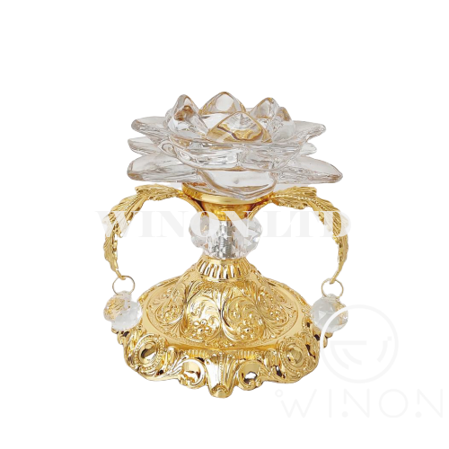 Gold plated mini size crystal candle holder