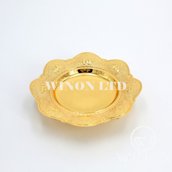 Golden plated 8"round tray with leg